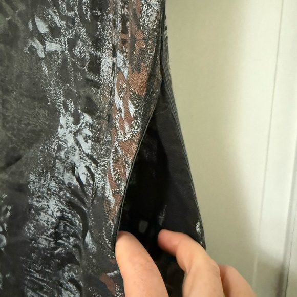 100% Linen TG.U Midi Dress Made in Italy Cap Sleeves Animal Print Small Safari - Picture 5 of 8